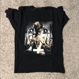 Black Graphic T-Shirt with Musician Print